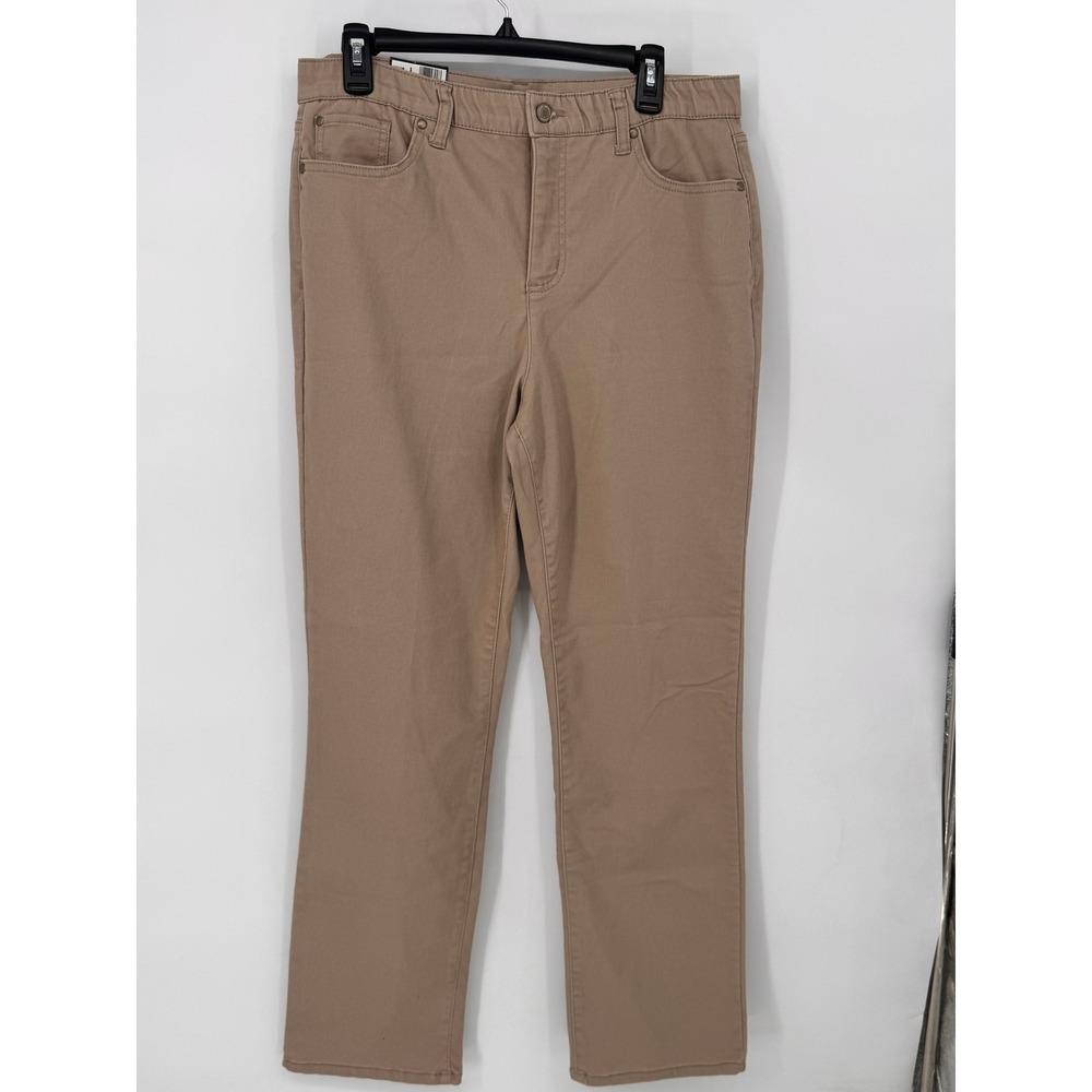 Kim Rogers Pants Womens 14 Beige NWT Straight Leg Tummy Control Sandstorm Denim